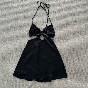 Beginning boutique cut out silk mini dress black